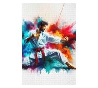 Jigsaw Puzzles 75x50cm/1000pcs for Adults Karate Fighter in Color Burst Puzzle for Adults Relax Games Birthday Present Gifts for Friends And Family 75x50cm/1000pcs