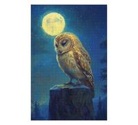 Jigsaw Puzzles 75x50cm/1000pcs for Adults Owl Under Moonlight Puzzle for Adults Relax Games Birthday Present Gifts for Friends And Family 75x50cm/1000pcs