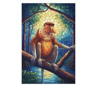 Jigsaw Puzzles 75x50cm/1000pcs for Adults Proboscis Monkey Stained Glass Illustration Puzzle for Adults Relax Games Birthday Present Gifts for Friends And Family 75x50cm/1000pcs
