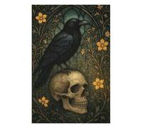 Jigsaw Puzzles 75x50cm/1000pcs for Adults Stained Glass Raven on Skull Puzzle for Adults Relax Games Birthday Present Gifts for Friends And Family 75x50cm/1000pcs