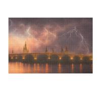 Jigsaw Puzzles 75x50cm/1000pcs for Adults Thunderstorm Over The Bridge Jigsaw Toy Wall Decor But Fun And Humorous Unique Birthday And Gifts 75x50cm/1000pcs