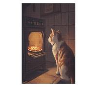 Jigsaw Puzzles 75x50cm/1000pcs for Teenagerss Cat Watching Pizza Bake Adult Puzzles Toy Wall Decor A Work of Art Educational Challenge 75x50cm/1000pcs