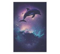 Jigsaw Puzzles 75x50cm/1000pcs for Teenagerss Dolphin Silhouette Galaxy Jigsaw Puzzle Relax Games Staycation Kill Time Great Gift for Gaming 75x50cm/1000pcs