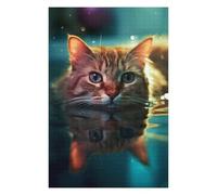 Jigsaw Puzzles 75x50cm/1000pcs for Teenagerss Glowing Cat Reflection Teenagers Puzzles Hands-on Game Wall Decoration Stress Reduction Gifts 75x50cm/1000pcs