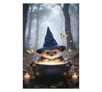 Jigsaw Puzzles 75x50cm/1000pcs for Teenagerss Hedgehog Wizard with Cauldron in Forest Adult Jigsaw Relax Games Difficult Challenge Birthday Present, Gifts, 75x50cm/1000pcs