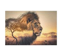 Jigsaw Puzzles 75x50cm/1000pcs for Teenagerss Lion in African Landscape Puzzle for Adults Fun Games A Work of Art Help The Brain Exercise 75x50cm/1000pcs