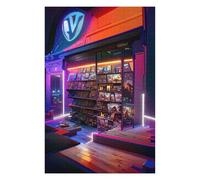 Jigsaw Puzzles 75x50cm/1000pcs for Teenagerss Neon Bookstore Glow Puzzle for Adults Fun Games A Work of Art Help The Brain Exercise 75x50cm/1000pcs