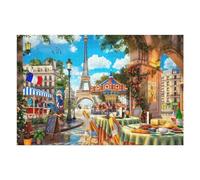 Jigsaw Puzzles 75x50cm/1000pcs for Teenagerss Parisian Café with Eiffel Tower View Jigsaw Puzzle DIY Toys A Work of Art Deal As Gifts for The Whole Family 75x50cm/1000pcs