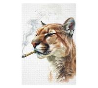 Jigsaw Puzzles 75x50cm/1000pcs for Teenagerss Smoking Cougar Adult Jigsaw Puzzle Hands-on Game Perfect Decoration Help The Brain Exercise 75x50cm/1000pcs