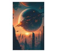 Jigsaw Puzzles 75x50cm/1000pcs for Teenagerss Space Cityscape with Orbital Ring Adult Jigsaw Relaxing Games Improve Memory Deal As Gifts for The Whole Family 75x50cm/1000pcs