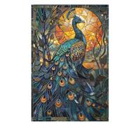 Jigsaw Puzzles 75x50cm/1000pcs Radiant Stained Peacock Puzzle for Adults Brain Teaser Game For Family Fun Unique Birthday And Xmas Gifts 75x50cm/1000pcs
