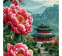 Jigsaw Puzzles 90 Pieces for Adults Peony Architecture, Fun Challenging Jigsaws for adults 90 Piece, Puzzle Educational Games for Families, Home Decoration puzzles