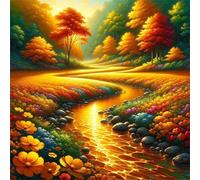 Jigsaw Puzzles 90 Pieces, Jigsaws Golden River Tree 90 Piece jigsaw puzzles for Adults, Challenge High Difficulty Family Puzzle Game 30x30cm/12x12inch