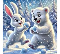 Jigsaw Puzzles 90 Pieces, Jigsaws Winter Rabbit Bear 90 Piece jigsaw puzzles for Adults, Challenge High Difficulty Family Puzzle Game 30x30cm/12x12inch