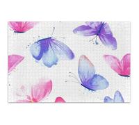Jigsaw Puzzles Adult 500 Pieces Pastel Pink Purple Butterflies Gifts for White Elephant Game Hard Large Puzzle Home Decor Art, 20.5x14.9 Inch
