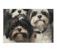 Jigsaw Puzzles Adult 500 Pieces White Elephant Gifts Funny Cute Dog Print Pug Difficult Family Puzzle Animal Painting, 20.5x14.9 Inch