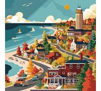 Jigsaw Puzzles Age 14+ for Adults 1024 Pieces, Seaside at Suburbs Letter on Back Interlock Perfectly No Dust, Home Decors Family Challenge Toys for Elders Seniors (19.6"x19.6"), 1:1 Poster