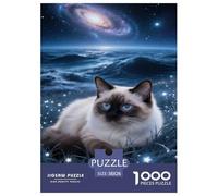 Jigsaw Puzzles Birman Cat 1000 Piece Challenge Toy for Adults,Fantasy Starlit Sky Impossible Jigsaw Puzzles 1000 Pieces Educational Game for Adults Or Families 38x26cm/1000pcs