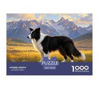 Jigsaw Puzzles Border Collie Dog 1000 Piece Challenge Game for Adults,Grassland Landscape Impossible Jigsaw Puzzle 1000 Piece Educational Games for Adults Or Families 70x50cm/1000pcs