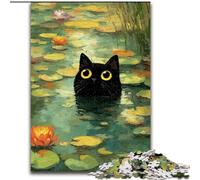 Jigsaw Puzzles Cat in The Lotus Leaf Puzzles for Adults 26X38CM for Teenagers, Couples, And Friends for Birthdays, Christmas