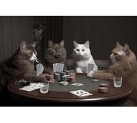 Jigsaw Puzzles Cats Playing Poker Singing Smoking Funny Gambling Wooden Puzzle Toys Games for Adults Friends Family 500 Piece