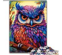 Jigsaw Puzzles Colorful Art Owl cardboard Jigsaw 26x38cm Challenging Brain Teaser, Family Activity, Home Decor