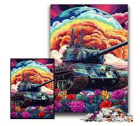 Jigsaw Puzzles Colorful Art Tank cardboard Jigsaw Size 26x38cm Challenging Brain Teaser, Family Activity, Home Decor