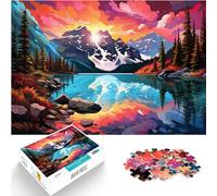 Jigsaw Puzzles Colorful Moraine Lake 1000 Piece Puzzle Wood Puzzle Family Game Stress Reliever Difficult Challenge Puzzle (50x75cm)