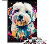 Jigsaw Puzzles Coton De Tulear Dog Art Impossible Jigsaw Puzzles for Adults size 26x38cm for Teenagers, Family Game Night, Brain-Challenging Gift Idea