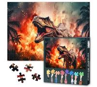 Jigsaw Puzzles Dinosaur Escapes From the Flames Puzzles for adults 1000 pieces, Impossible Challenging Puzzle, Tyrannosaurus Jigsaw Puzzle 1000 Pieces for adults, 19.5 x 27.5 Inch