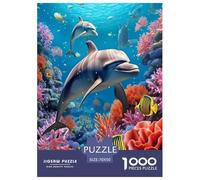 Jigsaw Puzzles Dolphin Ocean Pod Challenging Birthday Gift Family Animal Fun And Challenging Activity 1000 Piece for Kids And Adults 70x50cm/1000pcs