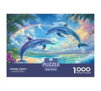 Jigsaw Puzzles Dolphins 1000 Piece Challenge Toy for Adults,Coastal Palm Tree Impossible Jigsaw Puzzles 1000 Pieces Educational Game for Adults Or Families 70x50cm/1000pcs