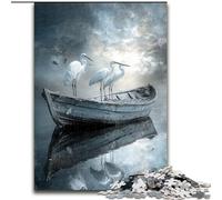 Jigsaw Puzzles Egret on The Boat Difficult Puzzles for Adults 26X38CM Perfect for Teenagers & Collectors, Ideal Home Decor & Travel Gift