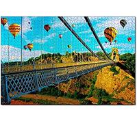 Jigsaw Puzzles England Balloon Clifton Suspension Bridge Bristol 300 Piece Jigsaw Puzzle For Adults And Family Wooden Travel Gift Souvenir 38x26CM