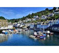 Jigsaw Puzzles,England Polperro Cornwall Riverboat Pier river Boats Cities,UK beautiful natural and human landscapes,1000 Pieces 38x26CM