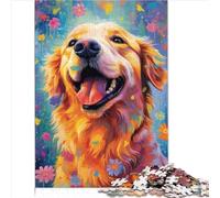 jigsaw puzzles for 1000 piece jigsaw Golden Retriever Style Recycled Cardboard for Adults 1000 Pieces Puzzle with Matching Poster and Trivia Sheet 1000pcs（26x38cm）