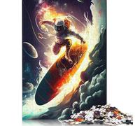 Jigsaw Puzzles for Adult Astronaut Galaxy Surfing 500 Piece Jigsaws for Adults Wooden Puzzle for Adults & Age 18 Years Up Learning Educational Toys 500pcs (52x38cm)