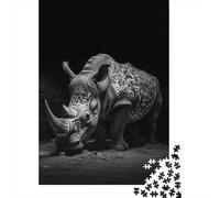 Jigsaw Puzzles for Adult Rhinoceros 500 Piece Jigsaws for Adults Wooden Puzzle for Adults & Age 18 Years Up Learning Educational Toys 500pcs (52x38cm)