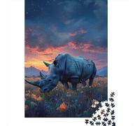 Jigsaw Puzzles for Adult Rhinoceros 500 Piece Jigsaws for Adults Wooden Puzzle for Adults & Age 18 Years Up Learning Educational Toys 500pcs (52x38cm)