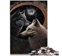 jigsaw puzzles for adult Skoll and Hati Norse Wolf puzzles for adults 1000 pieces Wooden Jigsaw for Adults Gifts Fun Puzzles Games 29.5" x 19.7"/75 * 50cm.