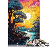 Jigsaw Puzzles for Adults 尺寸 Gotland Colorful Psychedelic Puzzle for Adults Wood Puzzle Educational Game 1000pcs (75x50cm)