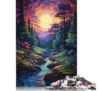Jigsaw Puzzles for Adults 尺寸 Piece Colorful Psychedelic Stars in The Forest Puzzle for Adults Wooden Jigsaw Puzzles Educational PuzzleFamilyGame 500pcs (52x38cm)