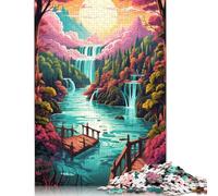Jigsaw Puzzles for Adults 尺寸 Puzzle Toys Colorful Psychedelic of A Plitvice Lakes National Puzzle for Adults Wooden Puzzles Challenging Game 1000pcs (75x50cm)