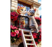 Jigsaw Puzzles for Adults 100, Challenge High Difficulty, Educational Game Decompression Jigsaw Puzzle, Flower Cat Couple Puzzle 100 Pieces