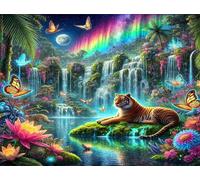 Jigsaw Puzzles for Adults 100 piece,Aurora Waterfall Animals puzzles for adults,Classic Educational Games DIY Handwork Puzzle for Home Decor Gift