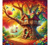 Jigsaw Puzzles for Adults 100 piece Autumn Treehouse, 100 Piece Difficult jigsaw puzzles for adults, Challenging Jigsaws 100 pieces, Puzzle Game for The Whole for Women, Gifts for Men 35x35cm