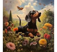Jigsaw Puzzles for Adults 100 piece Garden Dachshund, 100 Piece Difficult jigsaw puzzles for adults, Challenging Jigsaws 100 pieces, Puzzle Game for The Whole for Women, Gifts for Men 35x35cm