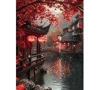 Jigsaw Puzzles for Adults 100 Piece jigsaw puzzles for Adult Educational Game Challenge Toy 100 Pieces Puzzle Challenging Games for The Whole for adults,Red Landscape Houses puzzle Gifts