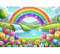 Jigsaw Puzzles for Adults 100 Piece jigsaw puzzles for Adult Educational Game Challenge Toy 100 Pieces Puzzle Challenging Games for The Whole for adults,Rainbow Lake Flowers puzzle Gifts