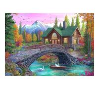 Jigsaw Puzzles for Adults 100 Piece jigsaw puzzles for Adult Educational Game Challenge Toy 100 Pieces Puzzle Challenging Games for The Whole for adults,Cottage River Bridge puzzle Gifts